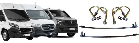 Peugeot, Mercedes and Renault vans with DIY up-rate kit springs and U-bolts