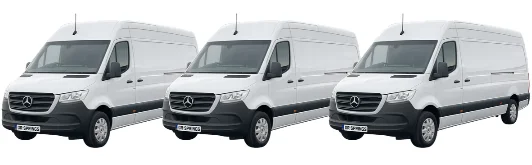Three Mercedes Sprinter vans